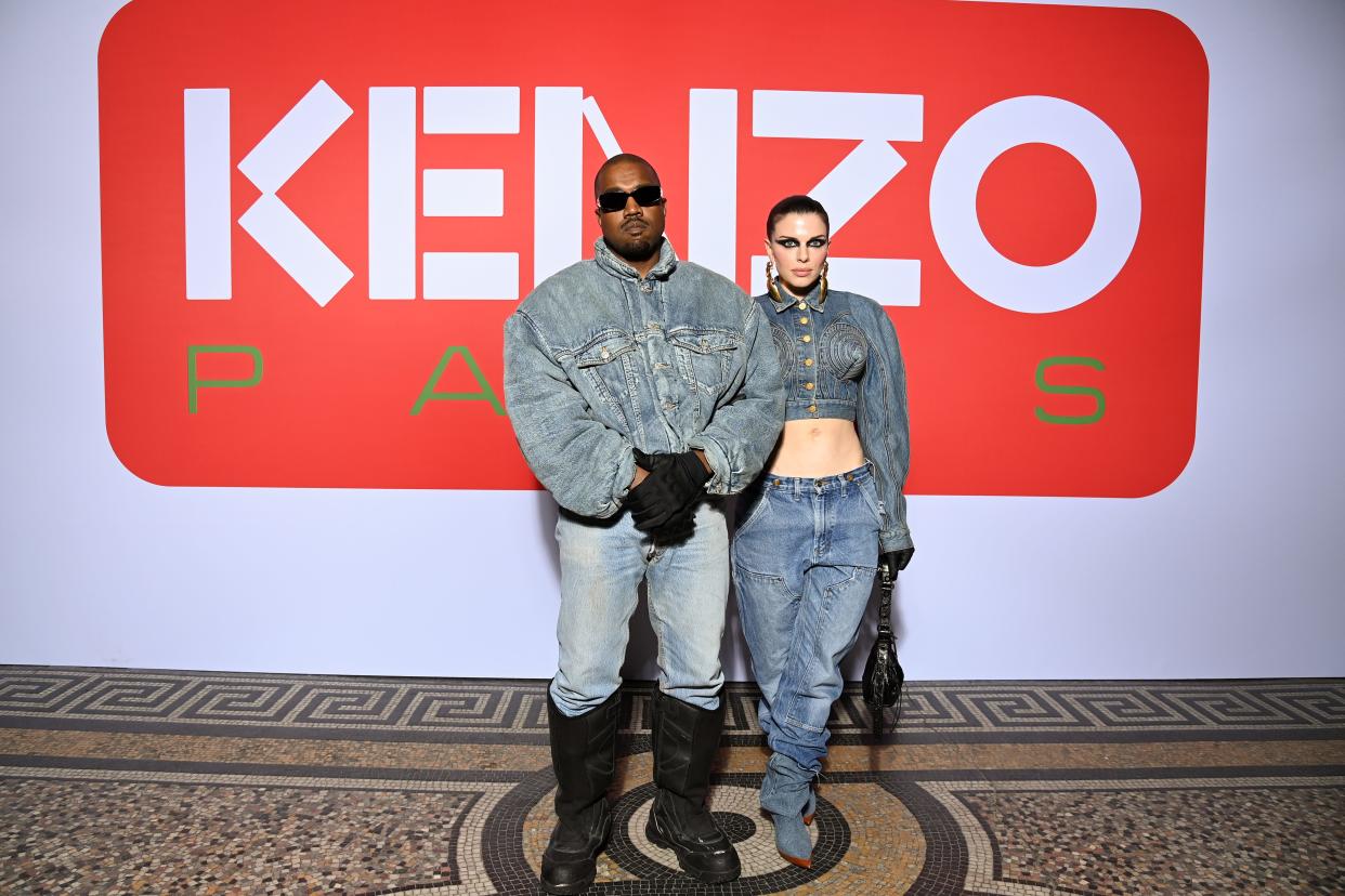 Ye and Julia Fox at the Kenzo Fall/Winter 2022/2023 show for Paris Fashion Week.