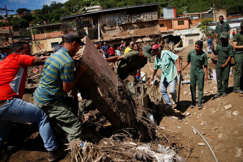 Landslide due to heavy rains, in Las Tejerias