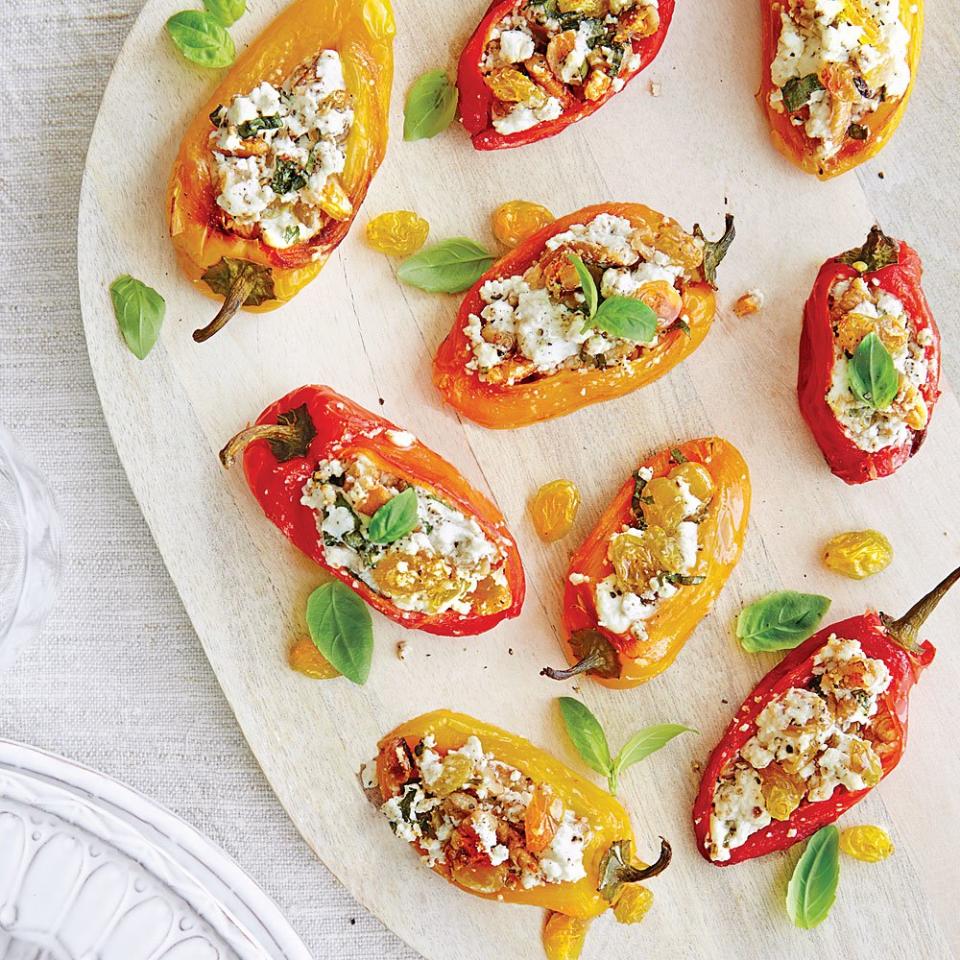 Stuffed Peppers with Chèvre, Pecans, and Golden Raisins