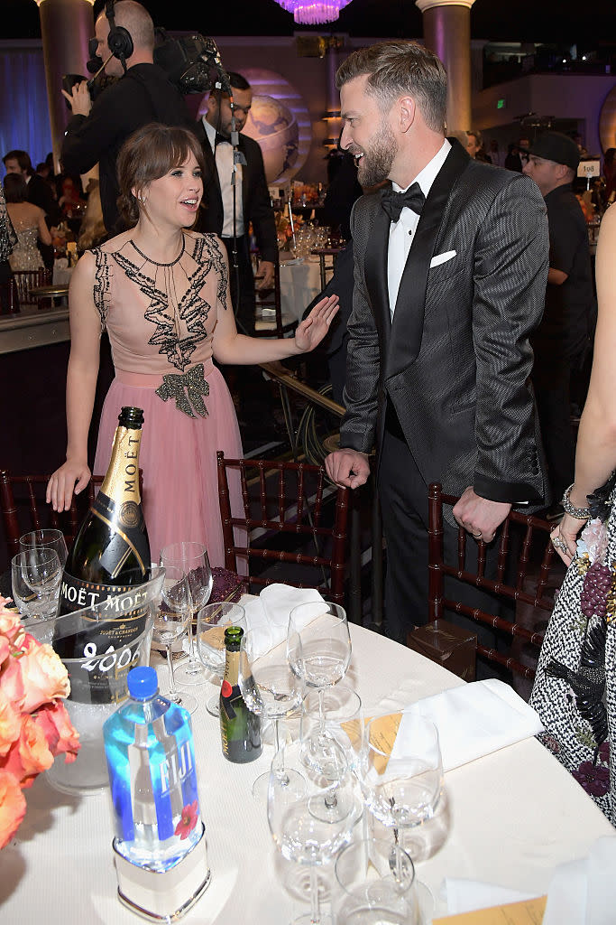 Clearly, Justin Timberlake was the belle of the ball. Here he is with Felicity Jones. (Photo: Getty Images) 