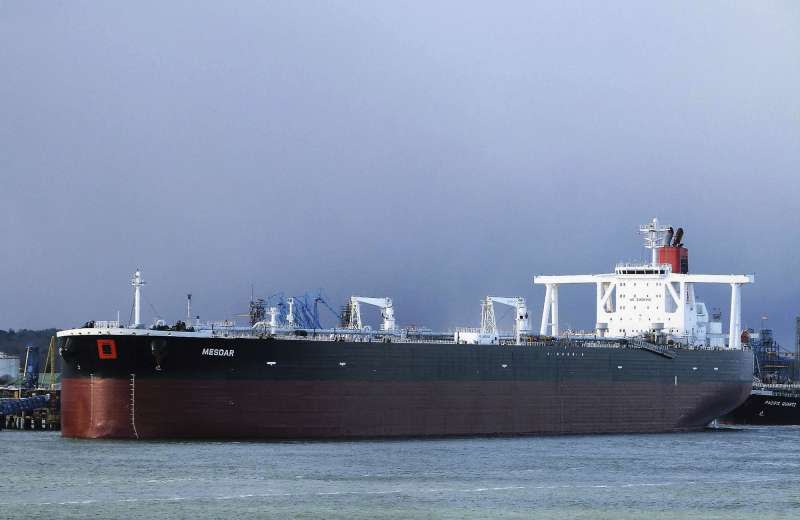 2019年7月19日在荷莫茲海峽遭伊朗扣押的英國油輪「美斯達號」（Mesdar）（AP）