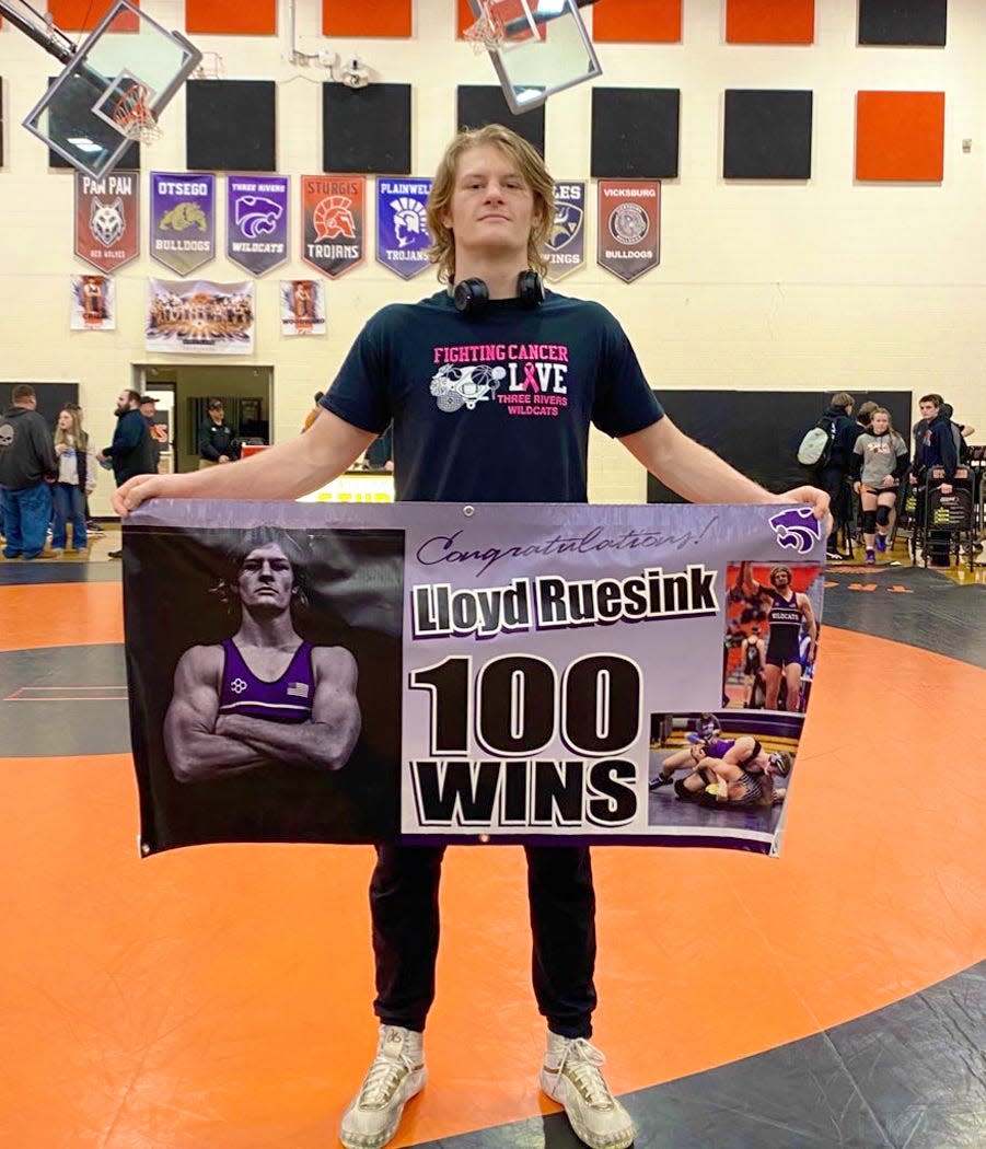 Lloyd Ruesink of Three Rivers earned his 100th career victory on Wednesday at Sturgis.