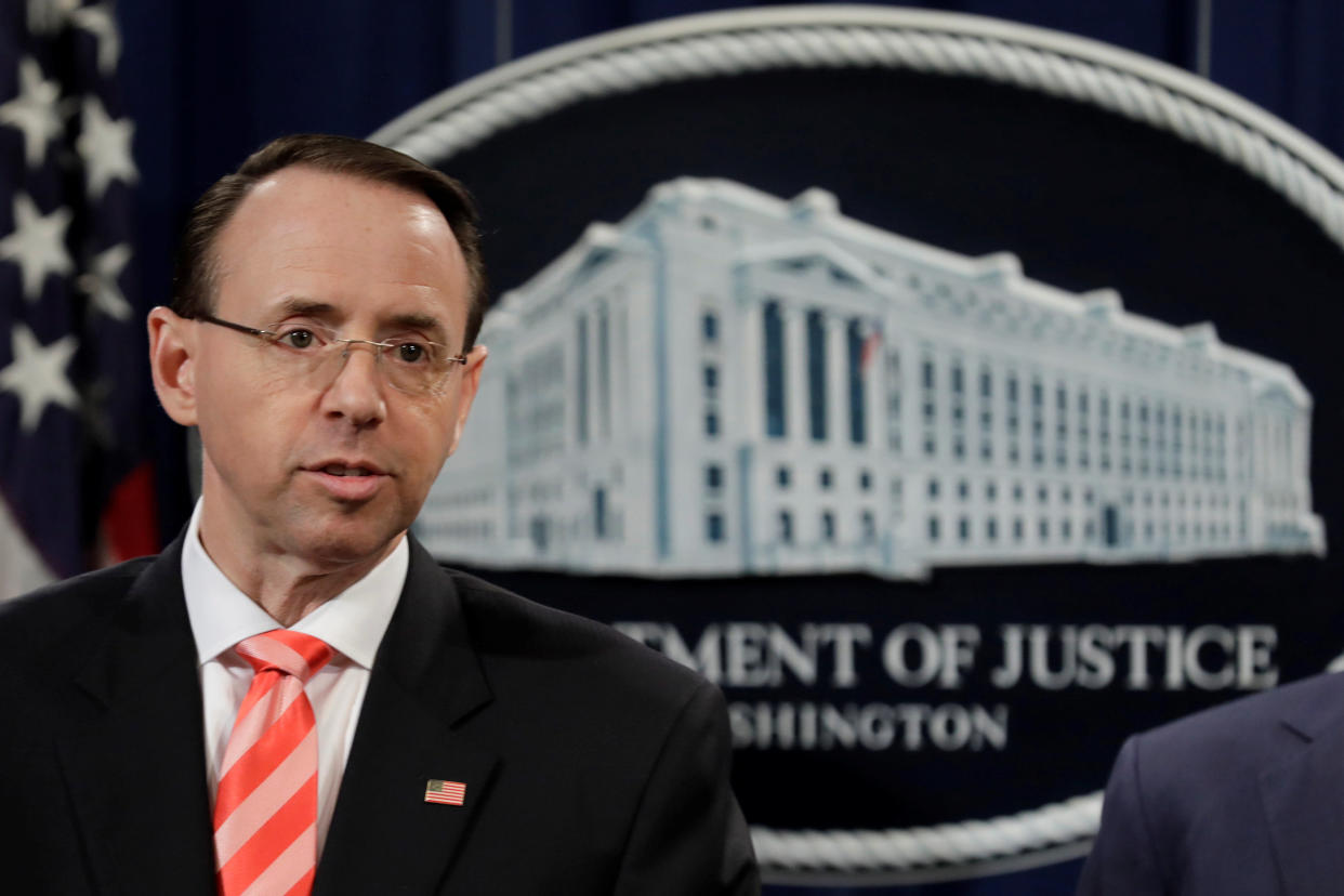 Deputy Attorney General Rod Rosenstein at the Justice Department in March. (Photo: Yuri Gripas / Reuters)