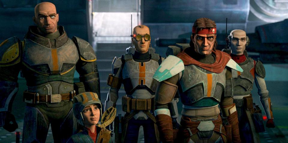 Wrecker, Omega, Tech, Hunter, and Echo in 'Star Wars: The Bad Batch' season 2