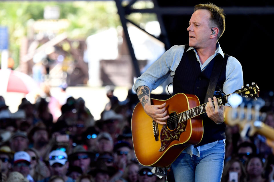 Career change: Kiefer Sutherland on the road with his country band: Frazer Harrison/Getty Images for Stagecoach