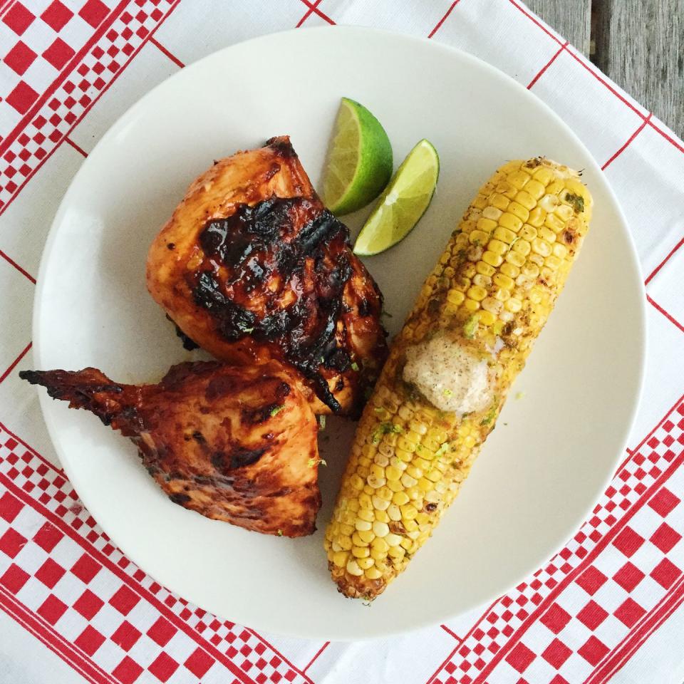 Barbecue Chicken with Chili-Lime Corn on the Cob