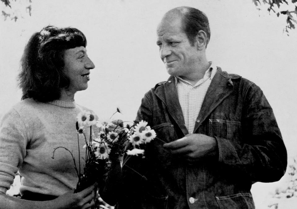 In this 1949 photo provided by the Pollock-Krasner House and Study Center, artists Lee Krasner and Jackson Pollock are shown in their garden at their East Hampton, N.Y., home. Pollock, who would have turned 100 in 2012, will have the anniversary of his birth observed with exhibitions, fundraisers and other events throughout the year. (AP Photo/Pollock-Krasner House and Study Center)