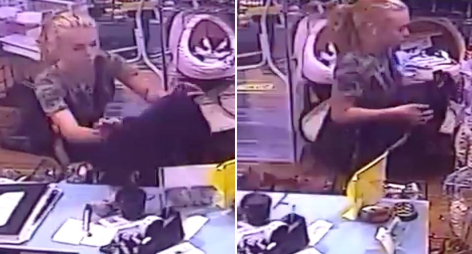 A woman has caused outage after she was filmed appearing to steal a charity tin from Pets Connect in Strathpine. Source: 7 News