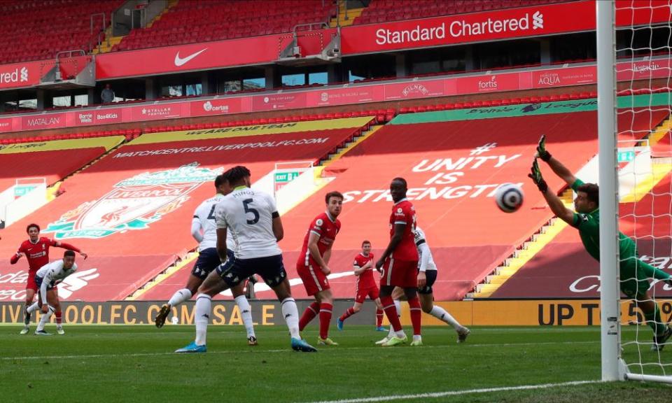 Trent Alexander-Arnold scores Liverpool’s winner against Aston Villa