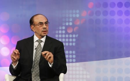 Chairman of The Godrej Group Adi Godrej speaks during a televised debate at the WEF India Economic Summit in Mumbai