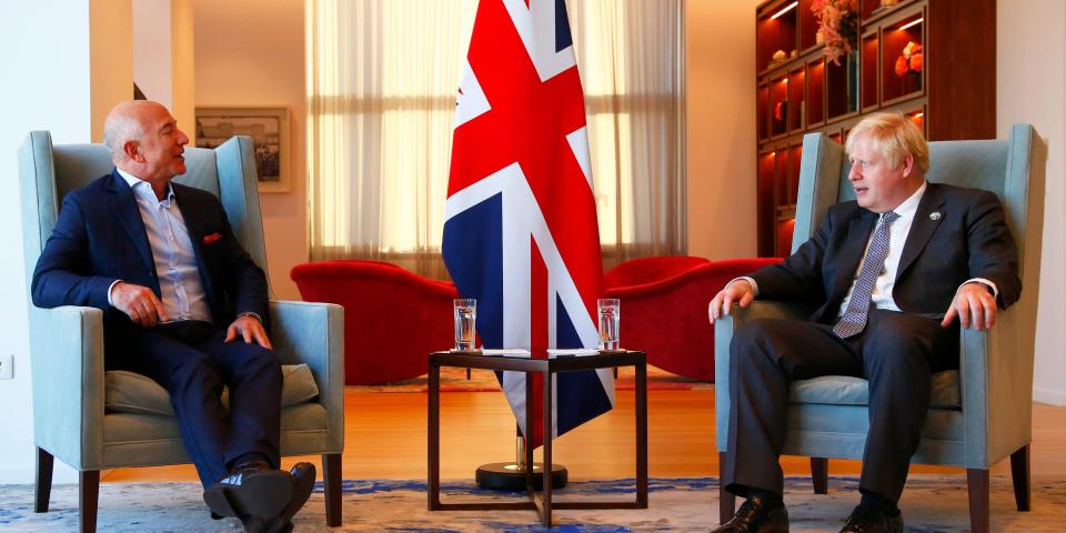 Jeff Bezos meets with UK Prime Minister Boris Johnson.