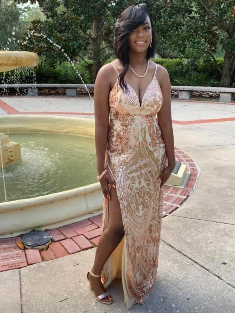 Alexis Carter at the Thomas Center getting ready to attend Eastside High School's prom.