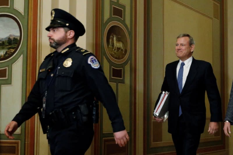 The United States Senate begins the impeachment trial against U.S. President Donald Trump on Capitol Hill in Washington