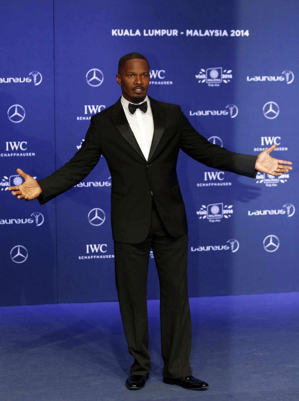 Actor Jamie Foxx arrives for the Laureus Sports Awards in Kuala Lumpur