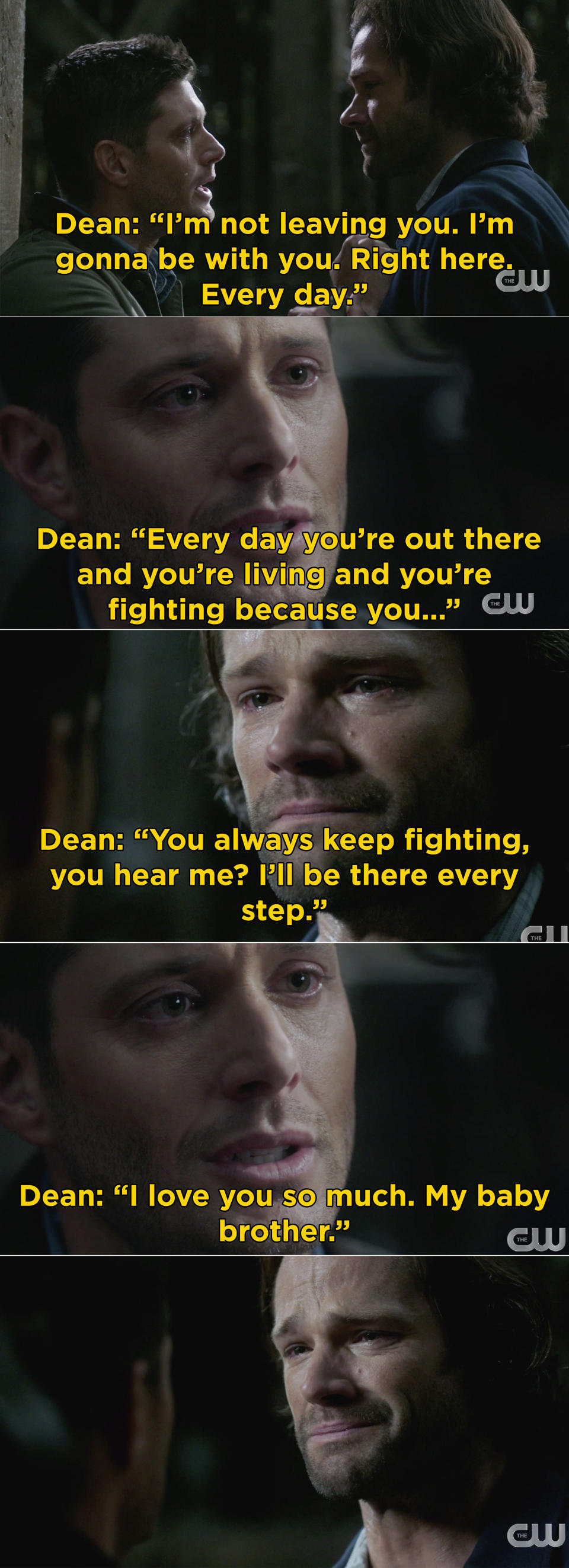 Dean telling Sam he loves him in the series finale of "Supernatural"