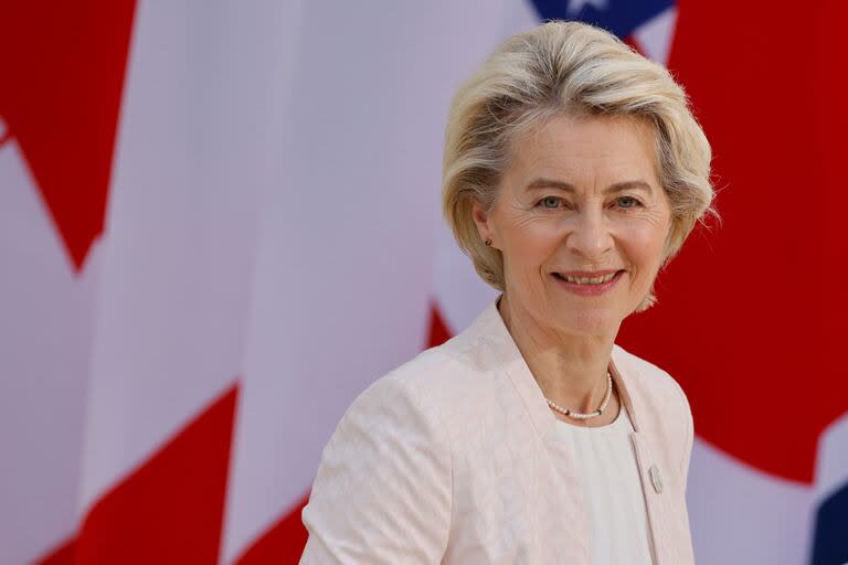 La presidenta de la Comisión Europea, Ursula von der Leyen, durante la Cumbre del G7