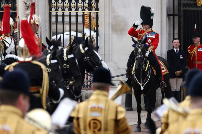 In London findet am Samstag die traditionelle Geburtstagsparade "Trooping the Colour" zu Ehren von König Charles III. statt. Der krebskranke Monarch wird in diesem Jahr in einer Kutsche sitzend an der prunkvollen Zeremonie teilnehmen. Überraschend ist auch seine ebenfalls an Krebs erkrankte Schwiegertochter Kate dabei. (Adrian DENNIS)