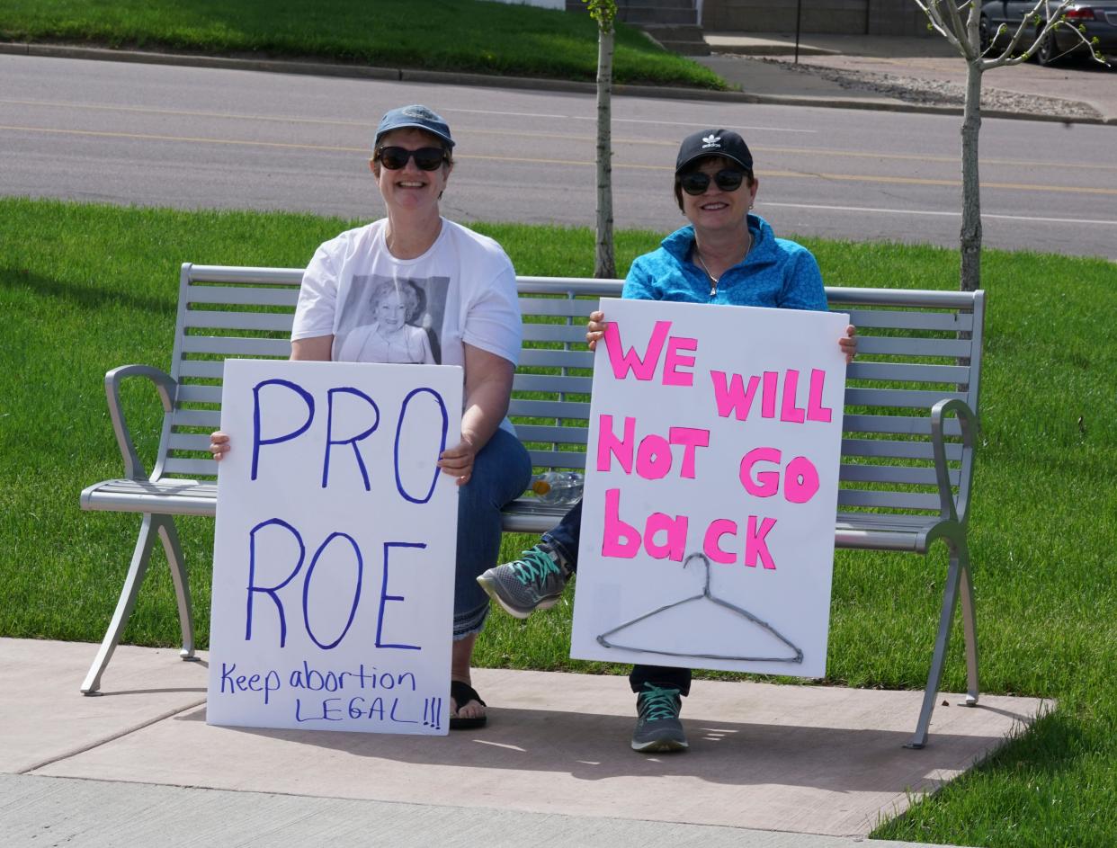 Participants in the No Ban On Our Bodies protest in Sioux Falls, South Dakota, on May 11, 2022.