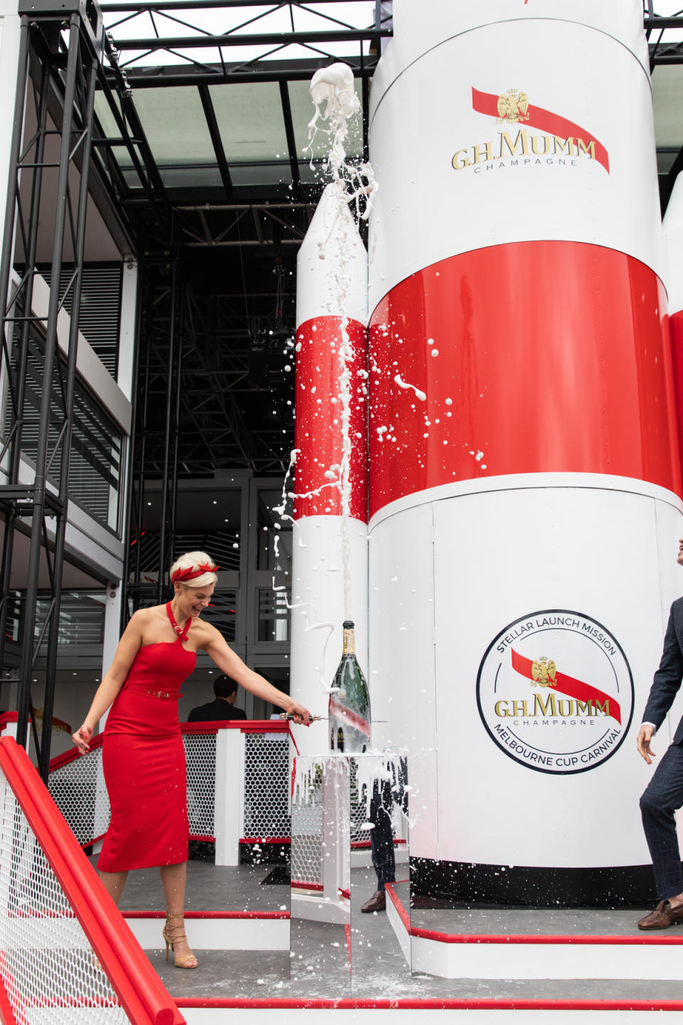 <p>The two-level marquee is nearly 12 metres high, and of course the brand’s signature champagne will be flowing on the race days throughout Melbourne Cup carnival. <br>Photo: Maison Mumm </p>