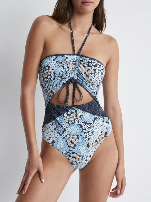 Reiss Megan Printed Cut-Out Swimsuit