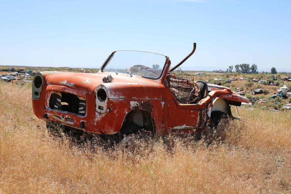 <hr><p>It looks like someone has taken a can-opener to this British-built Ford Anglia 100E. Look at the shape of the door. It makes us think that whoever created this monstrosity was attempting to replicate a Nash Metropolitan’s styling. </p><p>More than 100,000 of these cars were built between 1953 and 1959.</p>