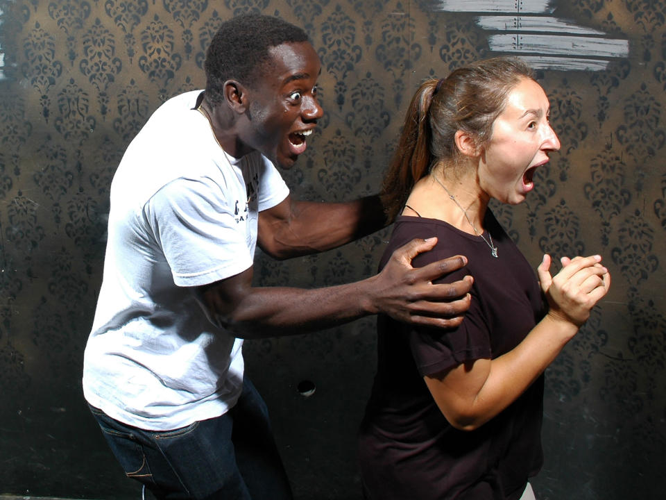Hilarious, petrified reactions at house of horrors
