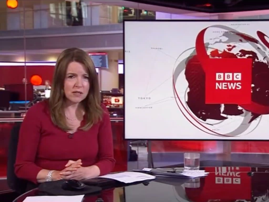 Broadcaster Annita McVeigh, who was presenting at the time, had to apologise to viewers (BBC)