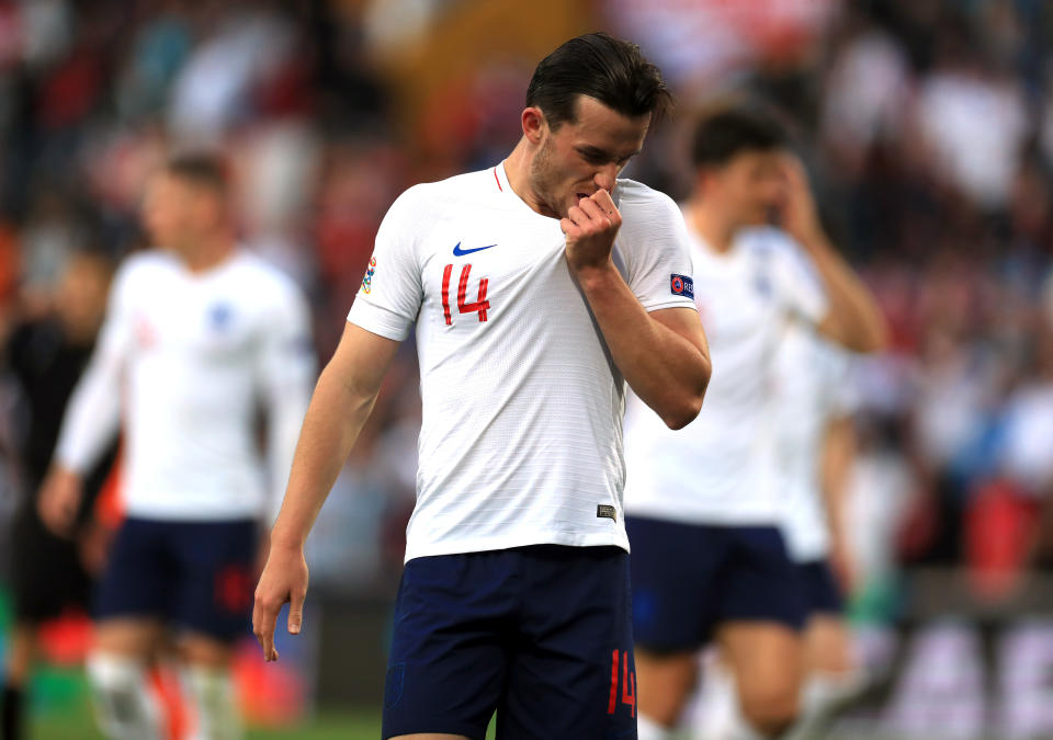 England's Ben Chilwell appears dejected during the Nations League Semi Final at Estadio D. Alfonso Henriques, Guimaraes.