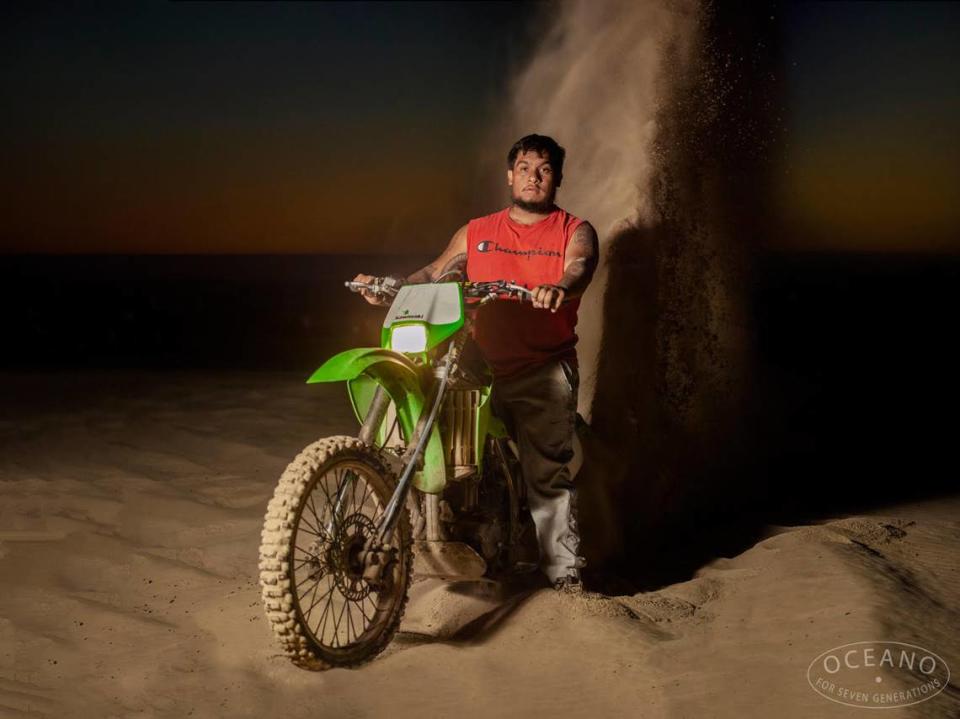 An image showing an off-roading enthusiast at the Oceano Dunes SVRA, from the forthcoming book, “Oceano (for seven generations)” by Lana Z Caplan.