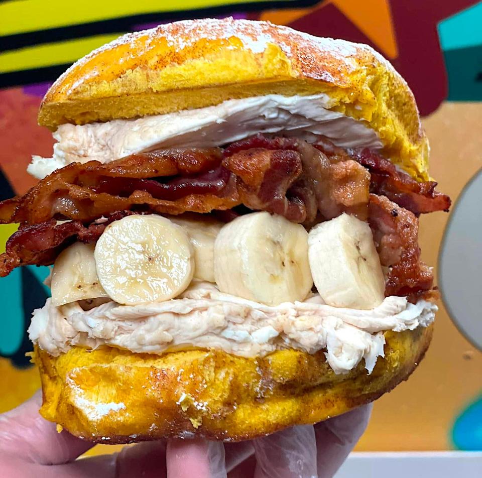 The "Elvis Overload" bagel at The Bagel Nook is particularly decadent, with peanut butter cream cheese, bacon and banana.