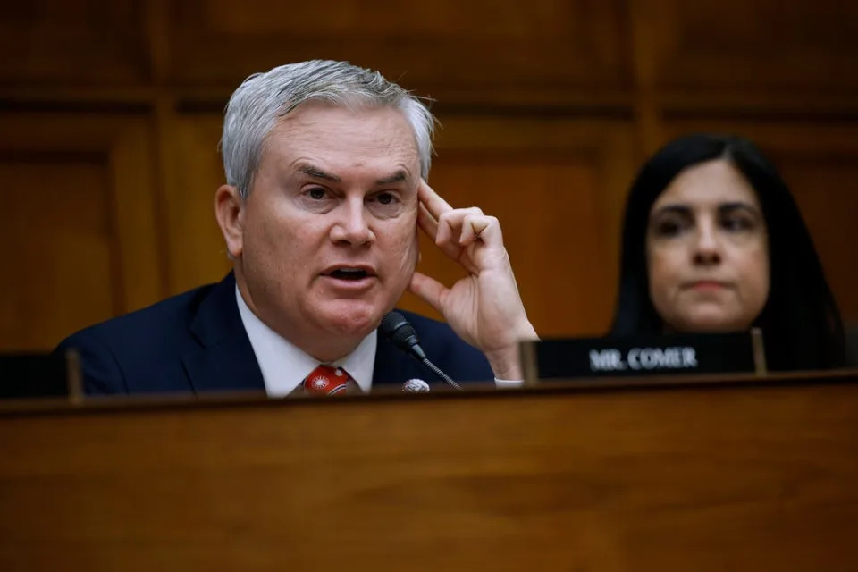 WASHINGTON, DC - MARCH 08: House Oversight Committee Chairman James Comer, R-Ky., questions witnesses during the first public hearing of the House Select Subcommittee on the Coronavirus Pandemic in the Rayburn House Office Building on Capitol Hill on March 08, 2023 in Washington, DC.