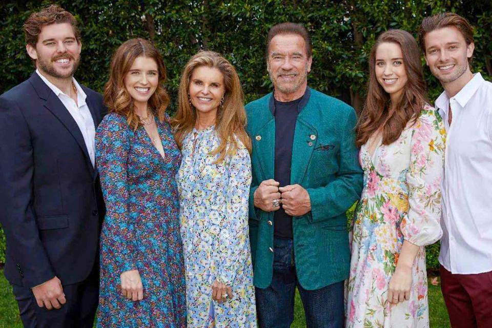 <p>Katherine Schwarzenegger/ Instagram</p> Arnold Schwarzenegger with Maria Shriver and their children Christopher, Katherine, Christina and Patrick on Father