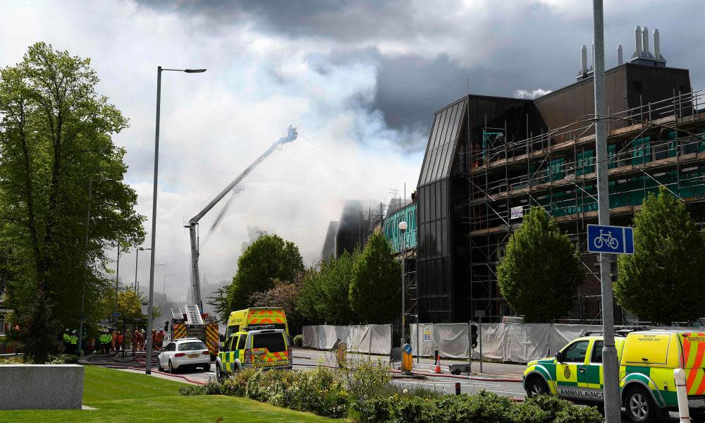 Firefighters tackle a blaze at Christie hospital