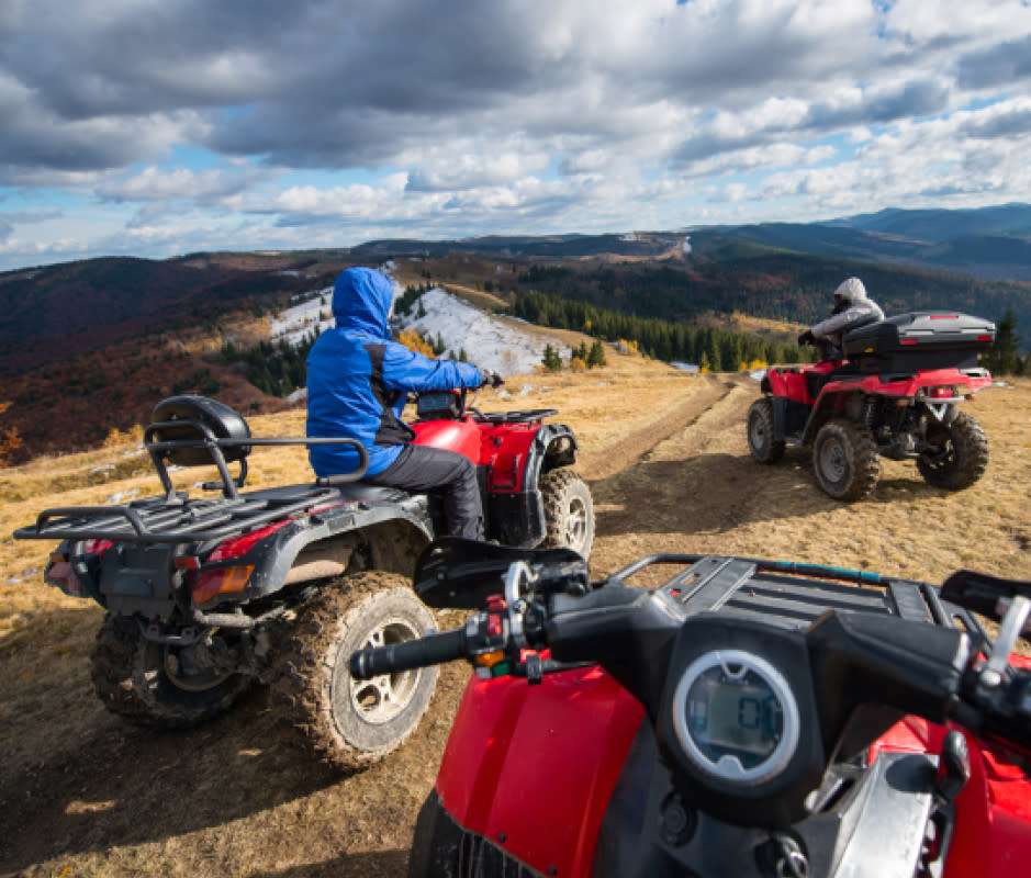 ATVs can be a little softer on the environment than side-by-sides with their narrower, lighter footprint.<p>Getty</p>