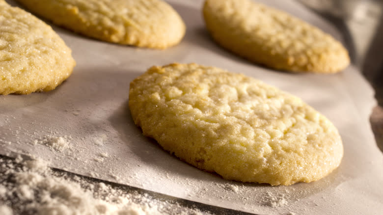 Sugar cookies on baking sheet