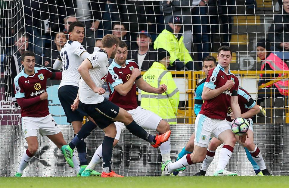 Tottenham’s Eric Dier scores their first goal