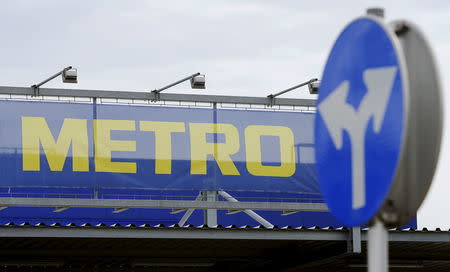 The logo of German retailer Metro is pictured on the roof of a market in Vienna, Austria, March 30, 2016. REUTERS/Heinz-Peter Bader