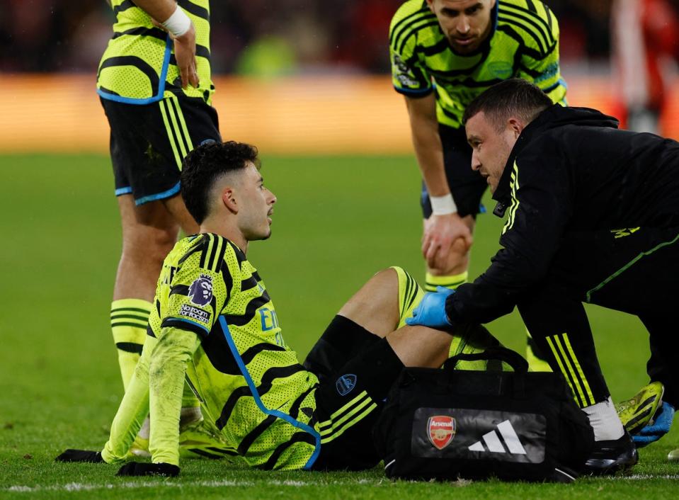 Gabriel Martinelli suffered a cut to his foot during Arsenal’s huge win at Bramall Lane (Action Images via Reuters)