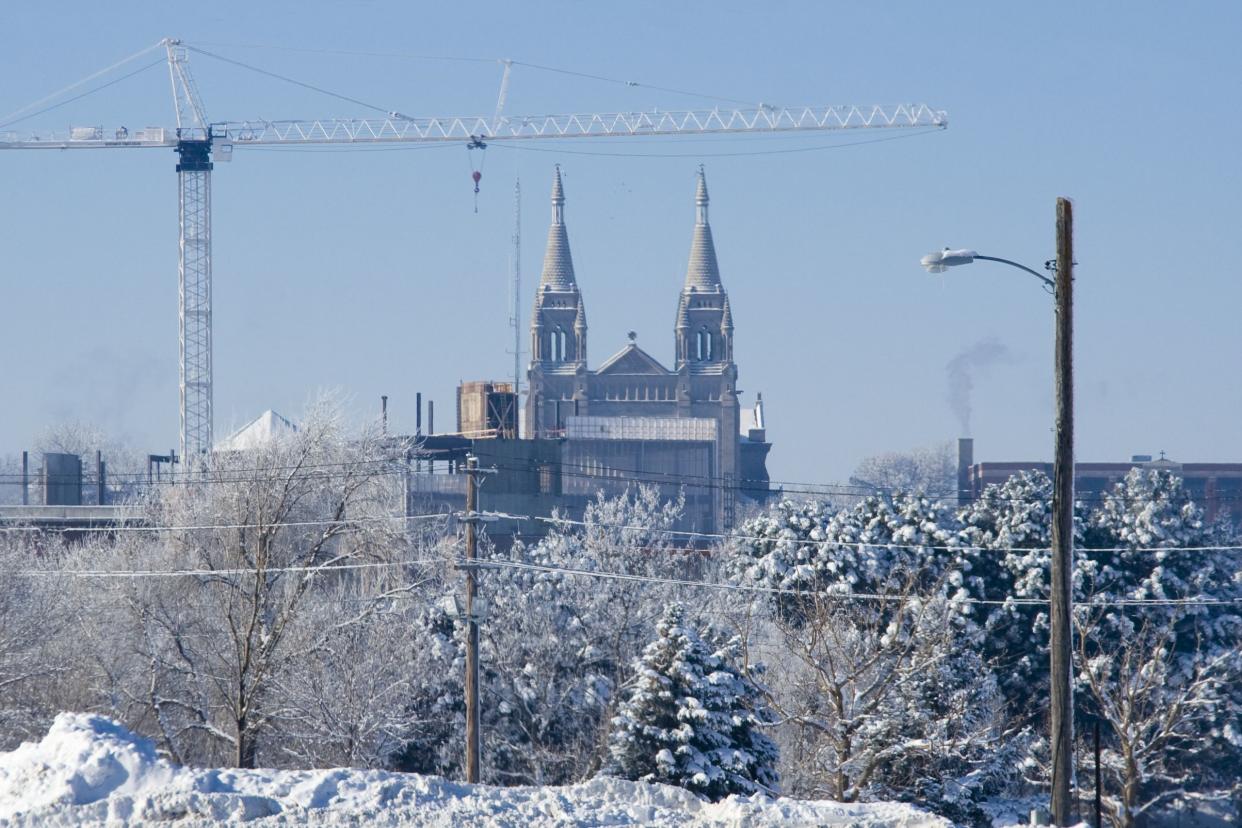 Cathedral and construction equipment  in Sioux Falls, South Dakota