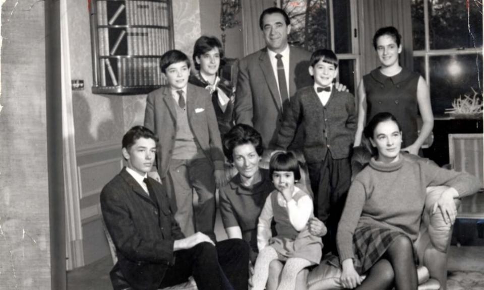 Disgraced tycoon Robert Maxwell and his family, with the young Ghislaine seated on her mother Elizabeth’s knee