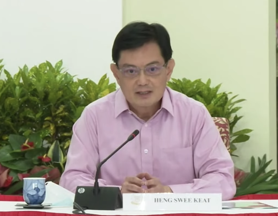 Deputy Prime Minister Heng Swee Keat speaking at a media conference on 8 April 2021 as he announced that he is stepping aside as the leader of Singapore's 4G team. (SCREENSHOT: Straits Times/YouTube)