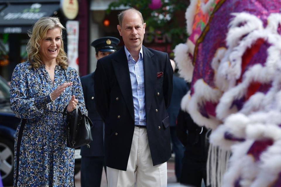 The Earl and Countess of Wessex during a visit to Belfast, Northern Ireland, as members of the Royal Family visit the nations of the UK to celebrate Queen Elizabeth II’s Platinum Jubilee (PA)