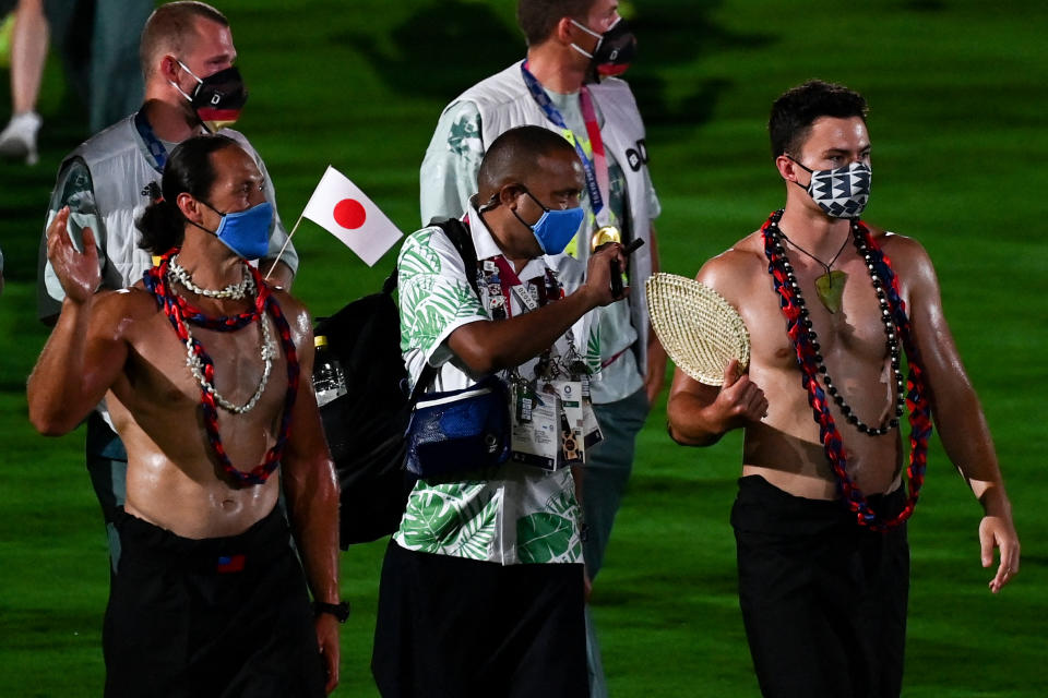 Athletes walk across the field during the closing ceremony of the Tokyo 2020 Olympic Games, on August 8, 2021 at the Olympic Stadium in Tokyo. (Photo by Jewel SAMAD / AFP) (Photo by JEWEL SAMAD/AFP via Getty Images)