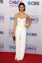 WORST: Morena Baccarin. The ravishing "Homeland" star would probably look good in a brown paper bag, but this bland, strapless white pantsuit isn't the most flattering.