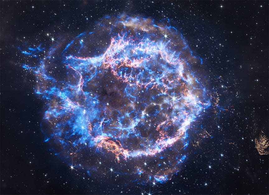 The Chandra telescope captured Cassiopeia, the remnant of a supernova.