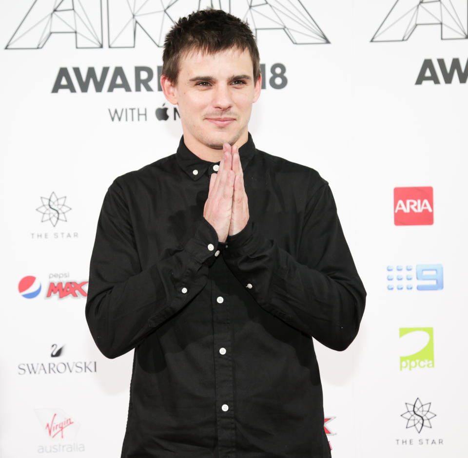 THE STAR, SYDNEY, NSW, AUSTRALIA - 2018/11/28: The Voice Australia 2018 winner Sam Perry seen on the red carpet during the 2018 ARIA Awards. (Photo by Belinda Vel/SOPA Images/LightRocket via Getty Images)