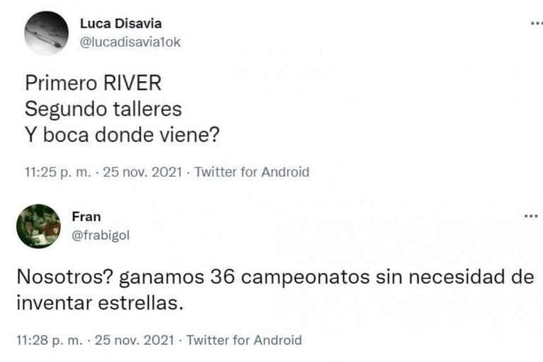 El clásico debate sobre las estrellas por los títulos de River y Boca, fue infaltable en Twittter