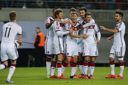 Germany's Max Kruse (23) celebrates his goal against Georgia during their Euro 2016 Group D qualifying soccer match against Germany in Leipzig, Germany October 11, 2015. REUTERS/Fabrizio Bensch