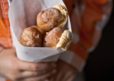 <div class="caption-credit"> Photo by: Photo by Ashley Rodriguez</div><b>Pumpkin Cream Puffs <br></b> Whisk together heavy cream, confectioners sugar and pure vanilla extract until stiff peaks form; fold into canned pumpkin. Pipe the pumpkin cream into store-bought donut holes. <br> <i>RECIPE BY Teri Tsang Barrett</i>