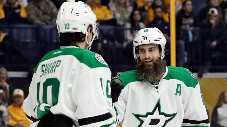 The Dallas Stars were all smiles before collapsing against the Predators on Sunday. (Mark Humphrey/AP)